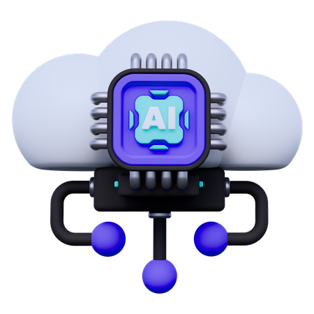 Artificial Intelligence Cloud Data  3D Icon