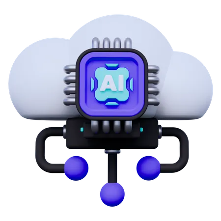 Artificial Intelligence Cloud Data  3D Icon