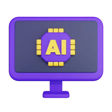 Artificial Intelligence Computer  3D Icon