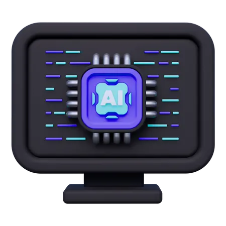 Artificial Intelligence Computer  3D Icon