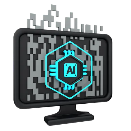 Artificial Intelligence Computer  3D Icon