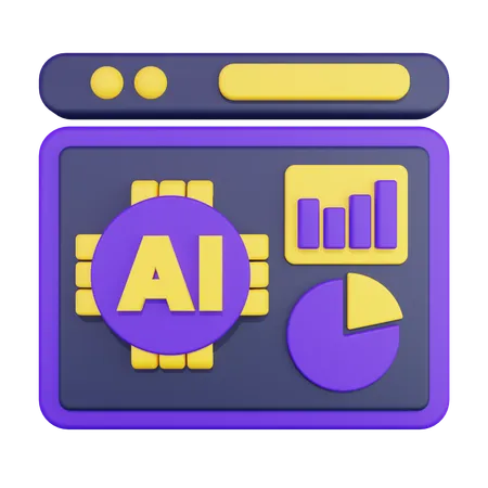 Artificial Intelligence Data Analysis  3D Icon