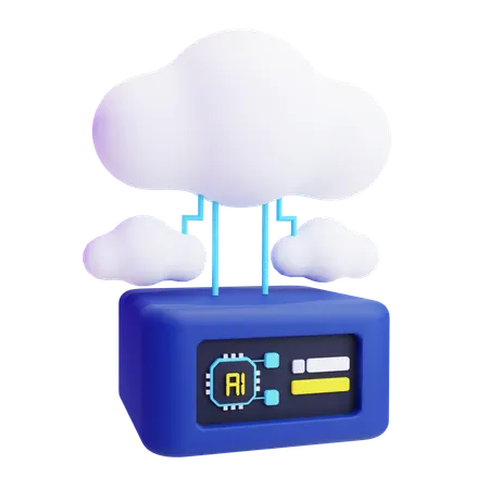 Artificial Intelligence Data Cloud  3D Icon