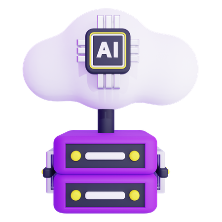 Artificial Intelligence Data Cloud  3D Icon