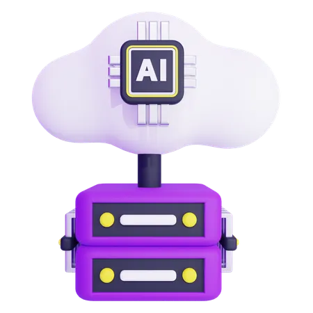 Artificial Intelligence Data Cloud  3D Icon