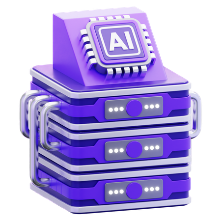 人工知能データベースサーバー  3D Icon