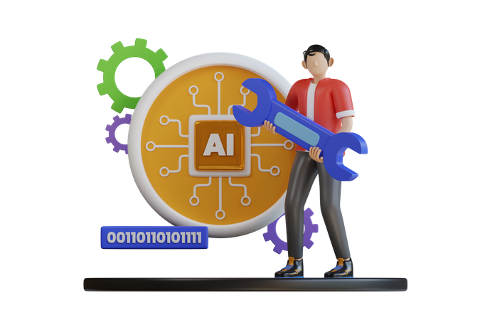 Artificial Intelligence Engineer  3D Illustration