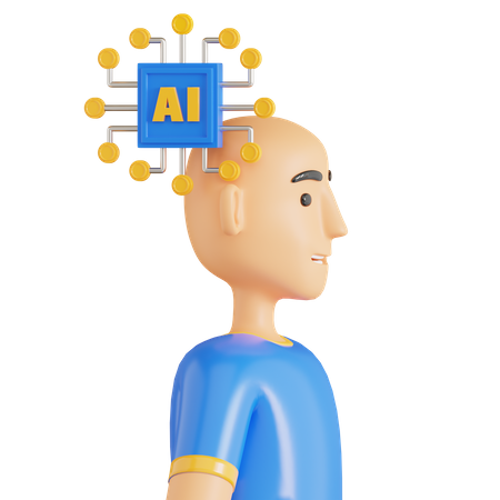 Artificial Intelligence Man  3D Icon