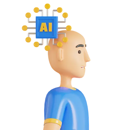 Artificial Intelligence Man  3D Icon