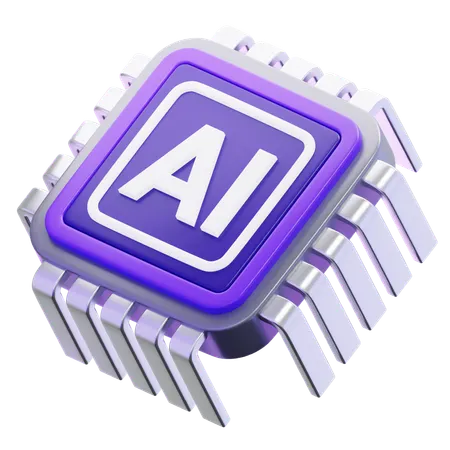 Artificial Intelligence Microchip  3D Icon