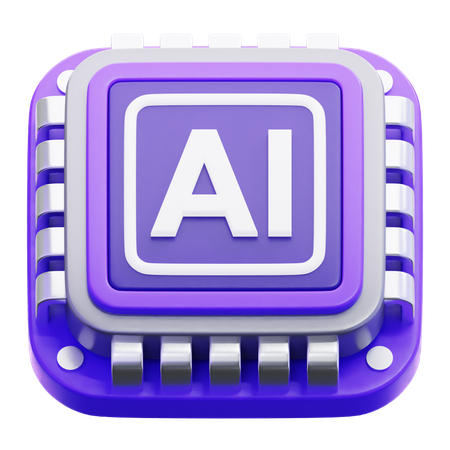 Artificial Intelligence Microprocessor Chip  3D Icon