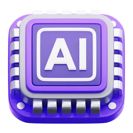 Artificial Intelligence Microprocessor Chip  3D Icon