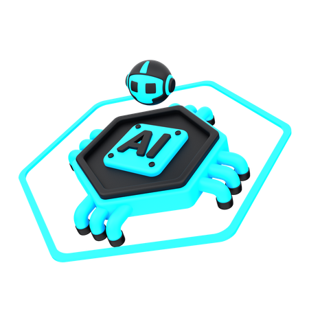 Artificial Intelligence Robot Chip  3D Icon