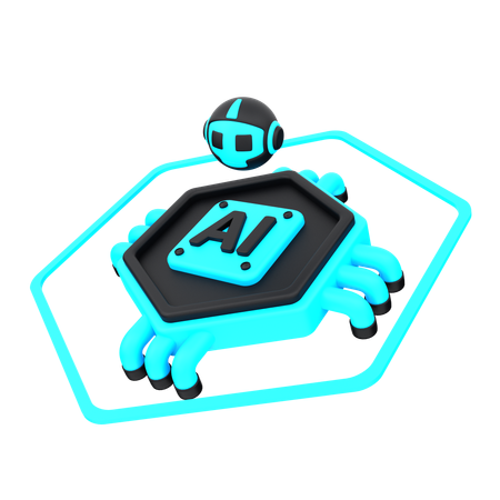 Artificial Intelligence Robot Chip  3D Icon