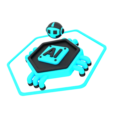 Artificial Intelligence Robot Chip  3D Icon