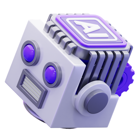 Artificial Intelligence Robot Head  3D Icon