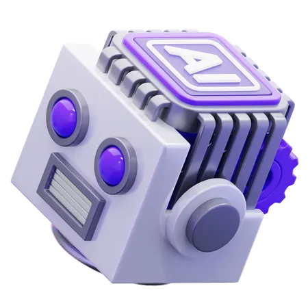 Artificial Intelligence Robot Head  3D Icon