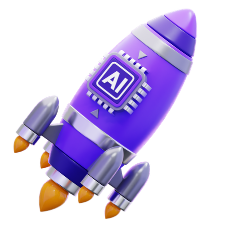 人工知能ロケット打ち上げ  3D Icon