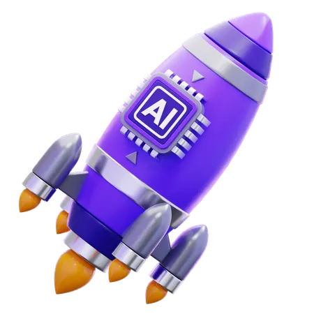 Artificial Intelligence Rocket Launch 3D Icon