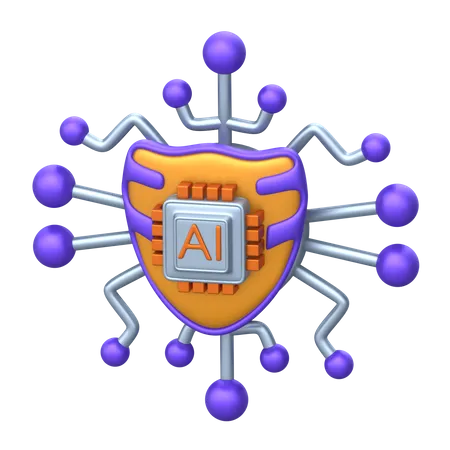 Artificial Intelligence Security  3D Icon