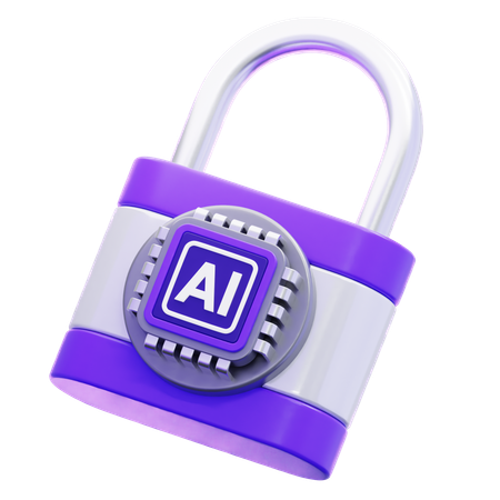 Artificial Intelligence Security Padlock  3D Icon