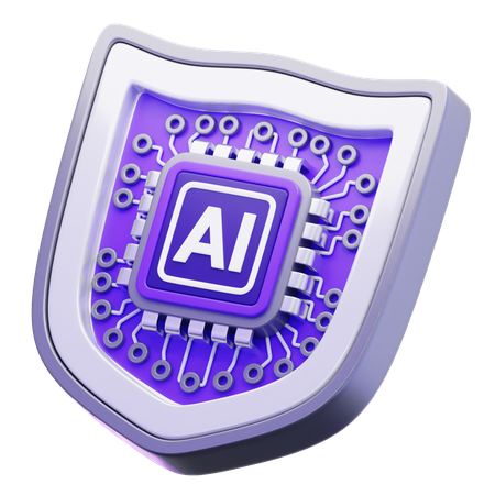 Artificial Intelligence Shield Security  3D Icon