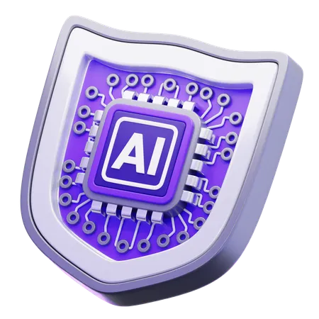 Artificial Intelligence Shield Security  3D Icon
