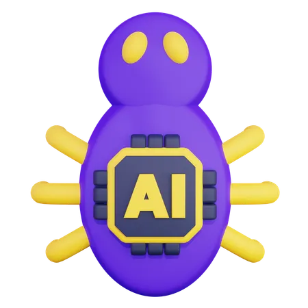 Artificial Intelligence Virus  3D Icon