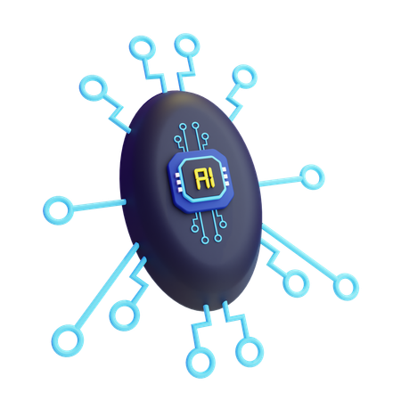 Artificial Intelligence Virus  3D Icon