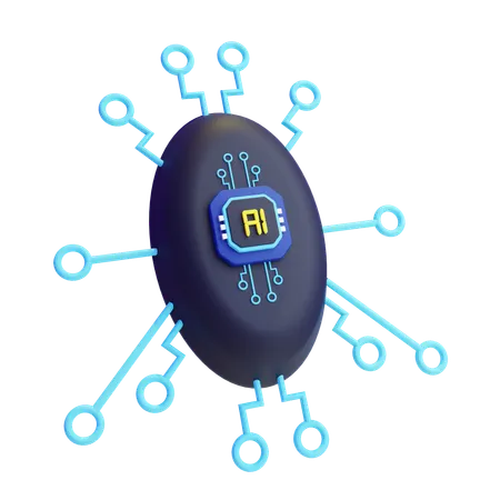 Artificial Intelligence Virus  3D Icon