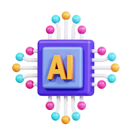 Artificial Intelligent Chip  3D Icon