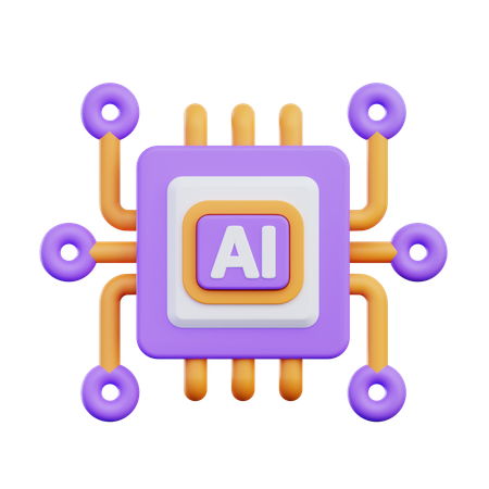 Artificial Intelligent Chip  3D Icon