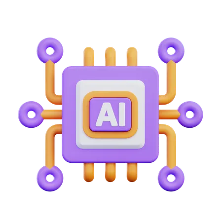 Artificial Intelligent Chip  3D Icon