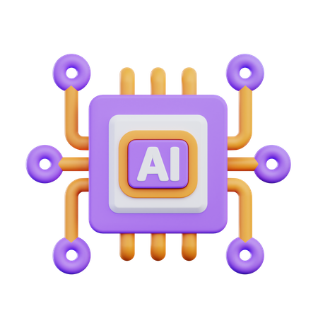 Artificial Intelligent Chip  3D Icon