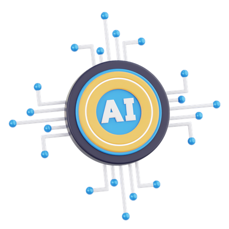 Artificial Intelligent Chip  3D Icon