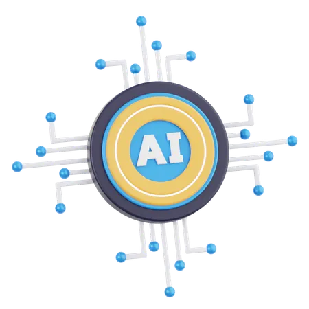 Artificial Intelligent Chip  3D Icon