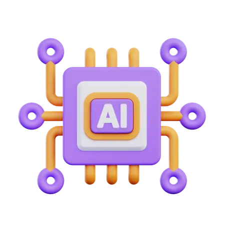 Artificial Intelligent Chip 3D Icon