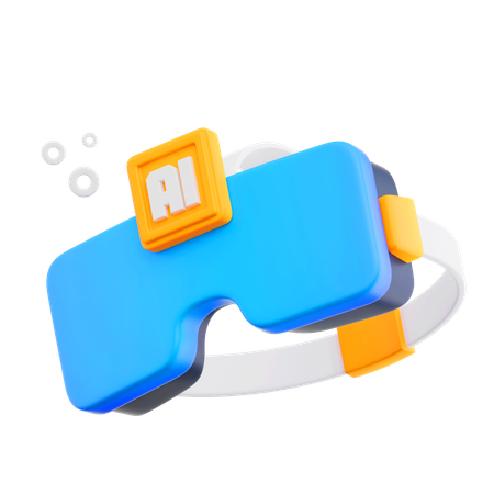Artificiall Intelegence VR Headset Illustrations 3D Icon