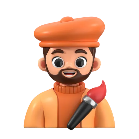 Artist  3D Icon