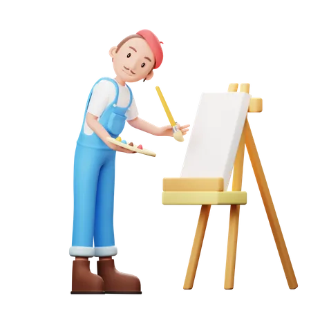 Artist Drawing  3D Illustration