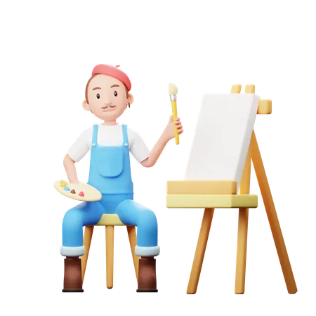 Artist Drawing  3D Illustration