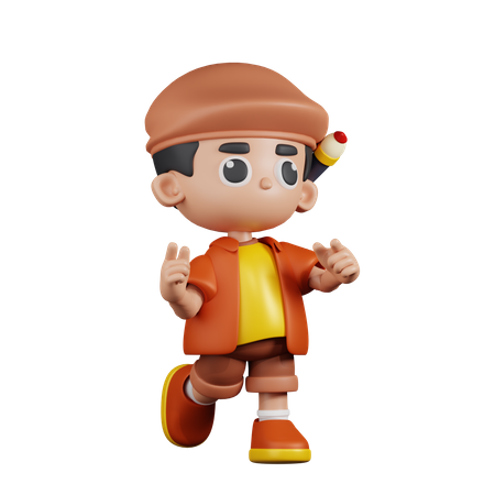 Artist Feeling Happy  3D Icon