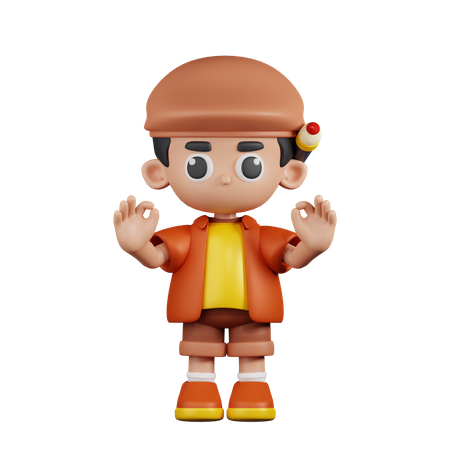 Artist Giving Ok Hand Gesture  3D Icon