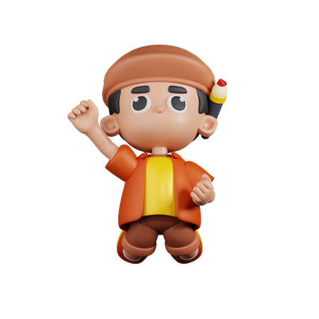 Artist Jumping In The Air  3D Icon