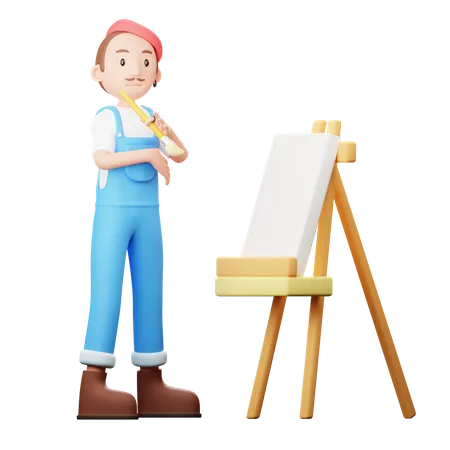 Artist Thinking  3D Illustration