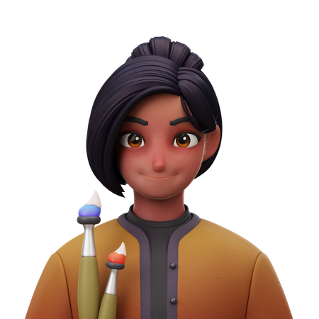 Artist Woman  3D Icon