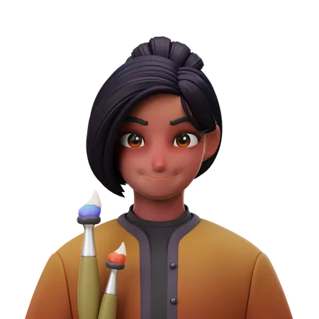 Artist Woman  3D Icon