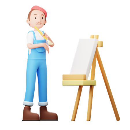 Artista pensando  3D Illustration