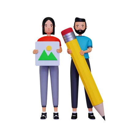 Artistas criativos  3D Illustration