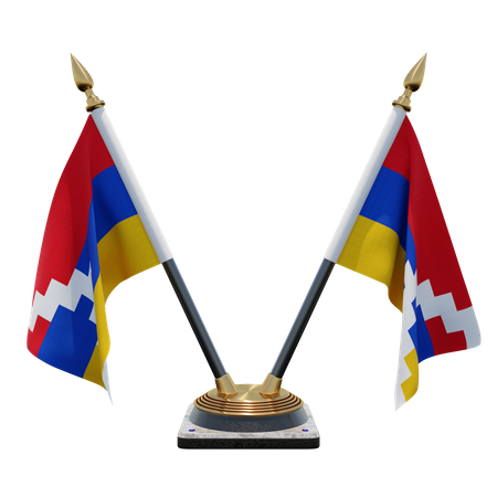 Artsakh Double (V) Desk Flag Stand  3D Icon